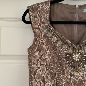 Incredible Antonio Melani Beaded Snakeskin Print Dress